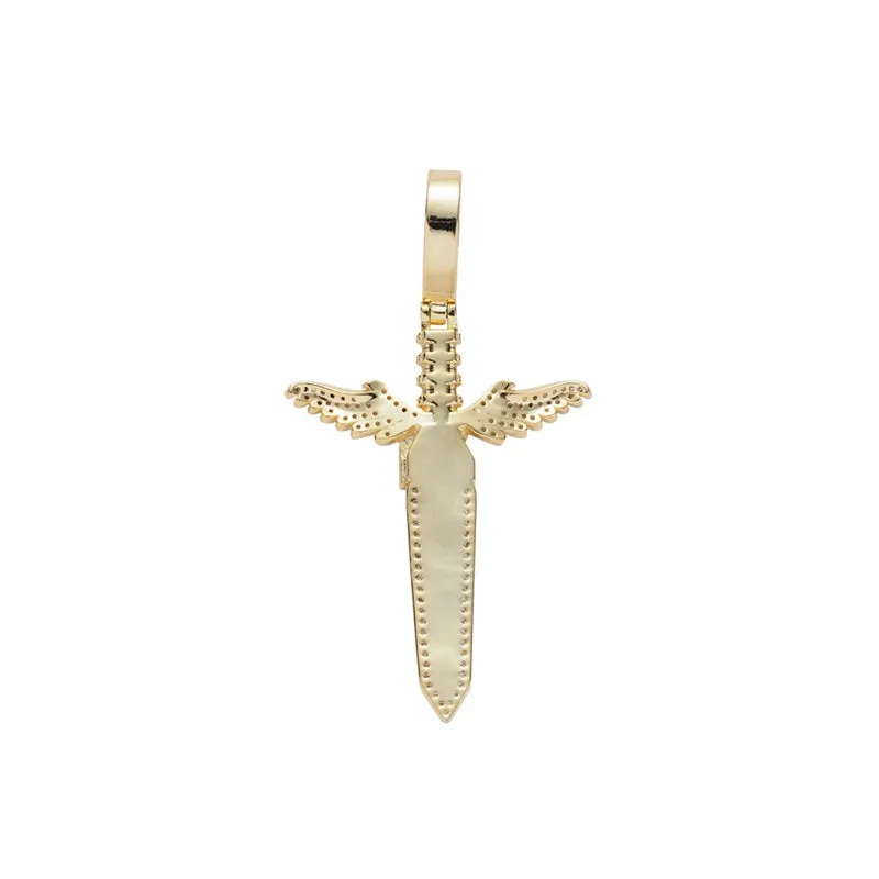 Iced Out Sword Pendant - Gold