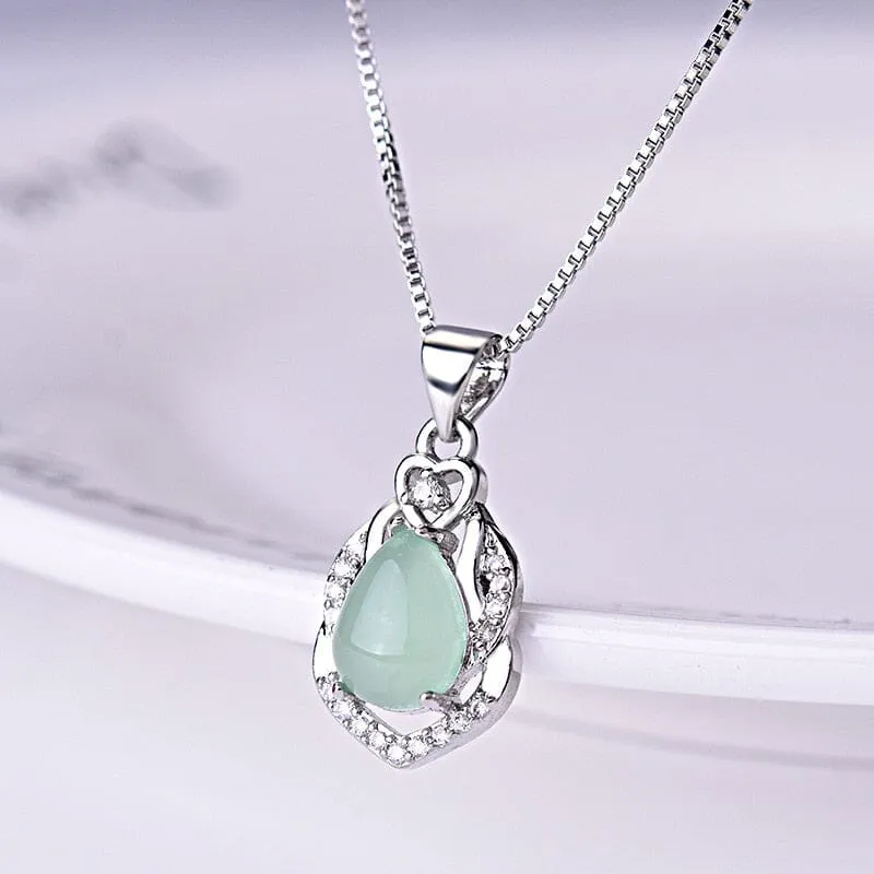 Jadeite Chalcedony Amulet Fashion Charm Pendant Necklace - 925 Sterling  Silver