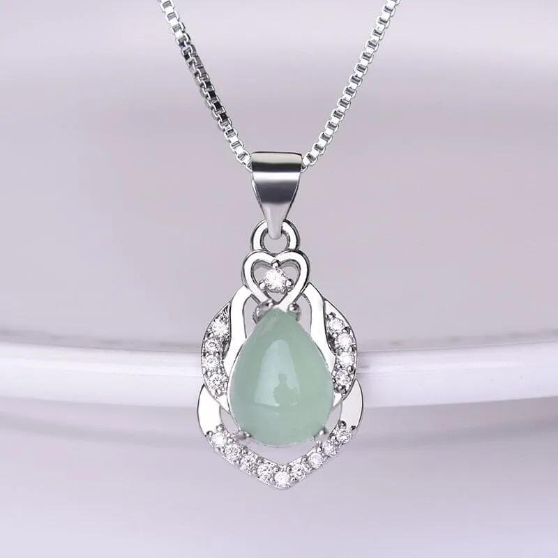 Jadeite Chalcedony Amulet Fashion Charm Pendant Necklace - 925 Sterling  Silver