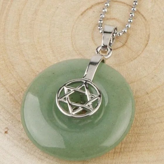 Jewish Hexagram Charms Healing Crystal Necklace