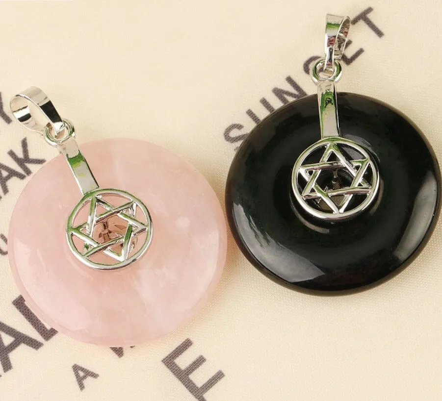 Jewish Hexagram Charms Healing Crystal Necklace