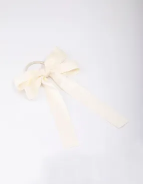 Large Cream Bow Hair Tie