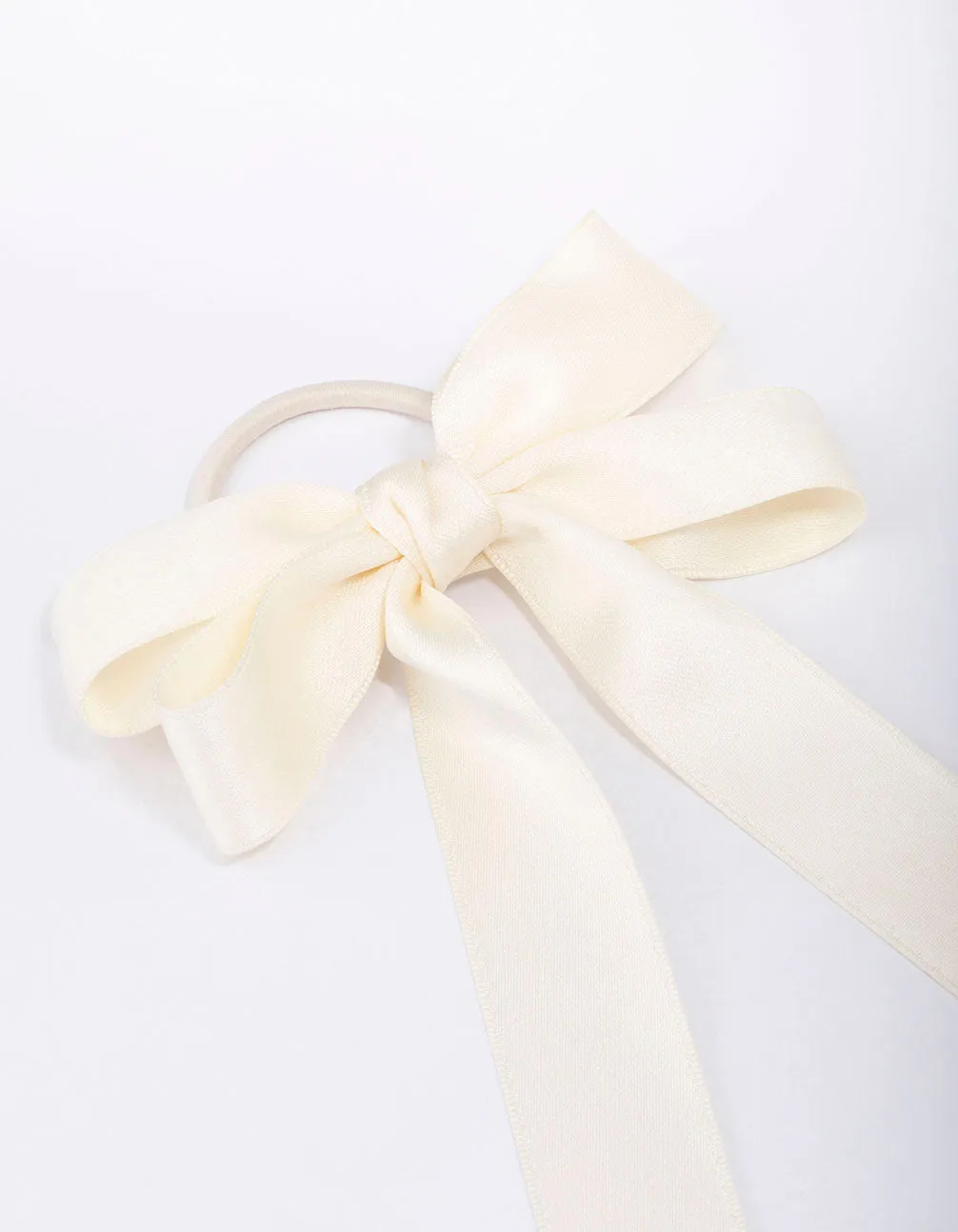 Large Cream Bow Hair Tie