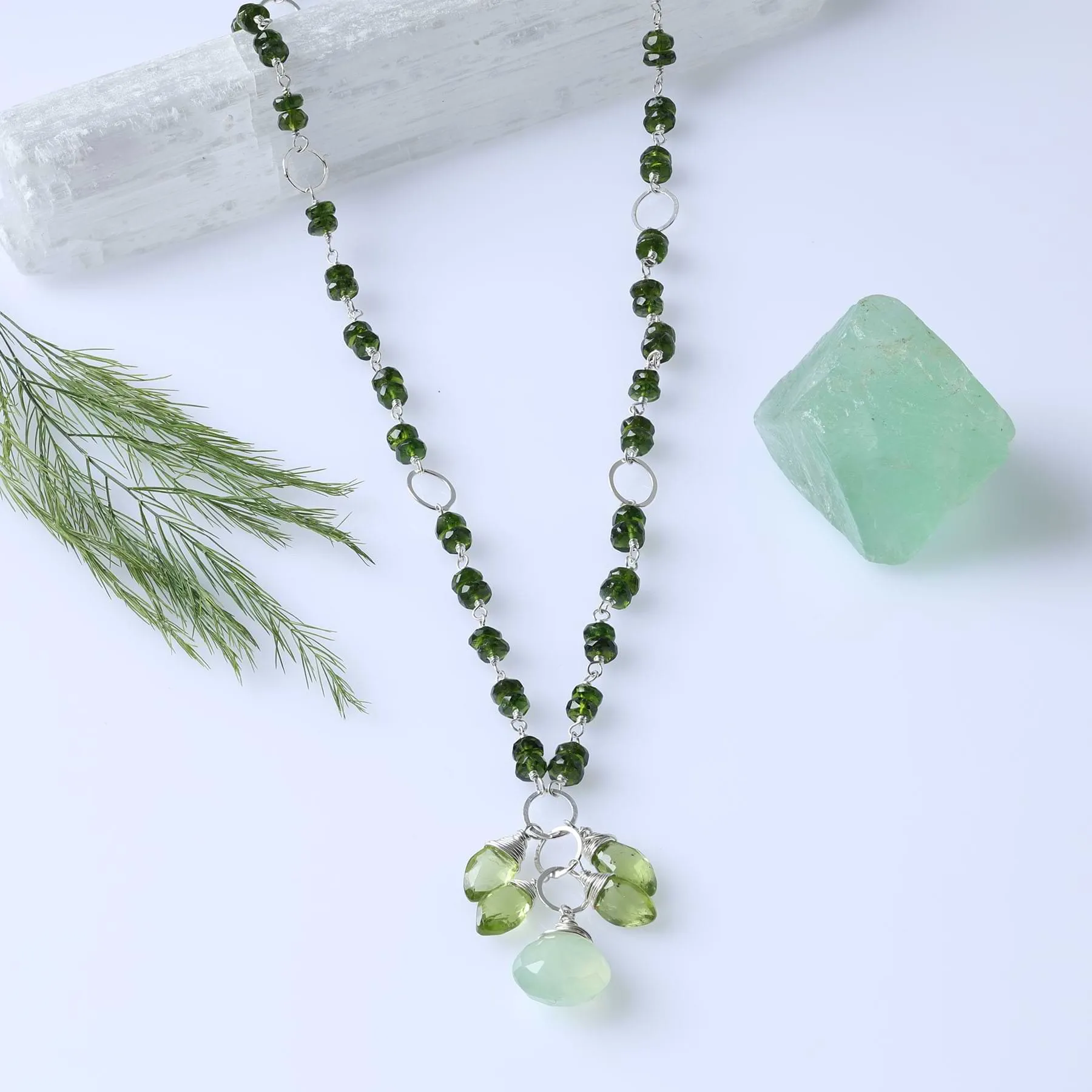 Lilou - Peridot and Chrome Diopside Sterling Silver Necklace