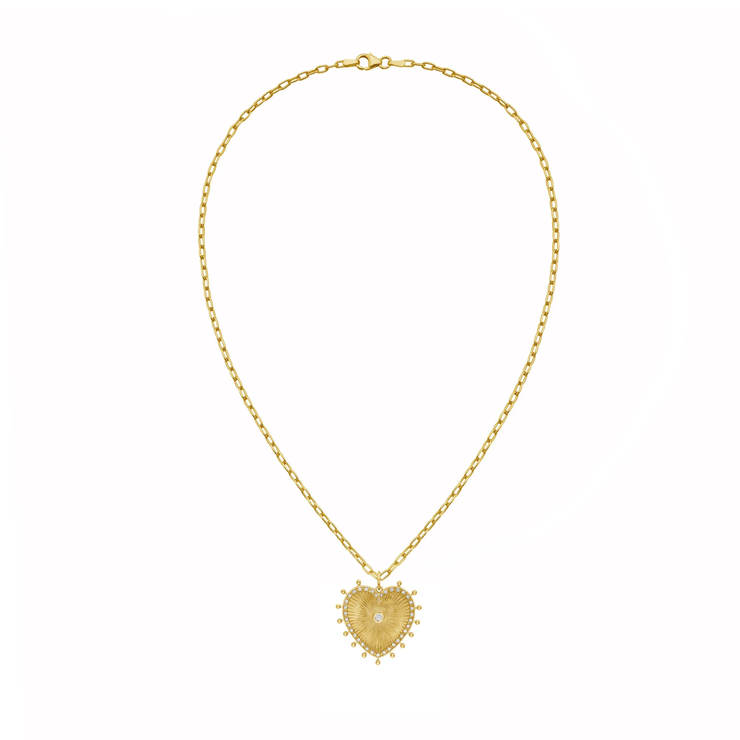 Lionheart - Cassandane - Medium Diamond Heart Medallion, Yellow Gold