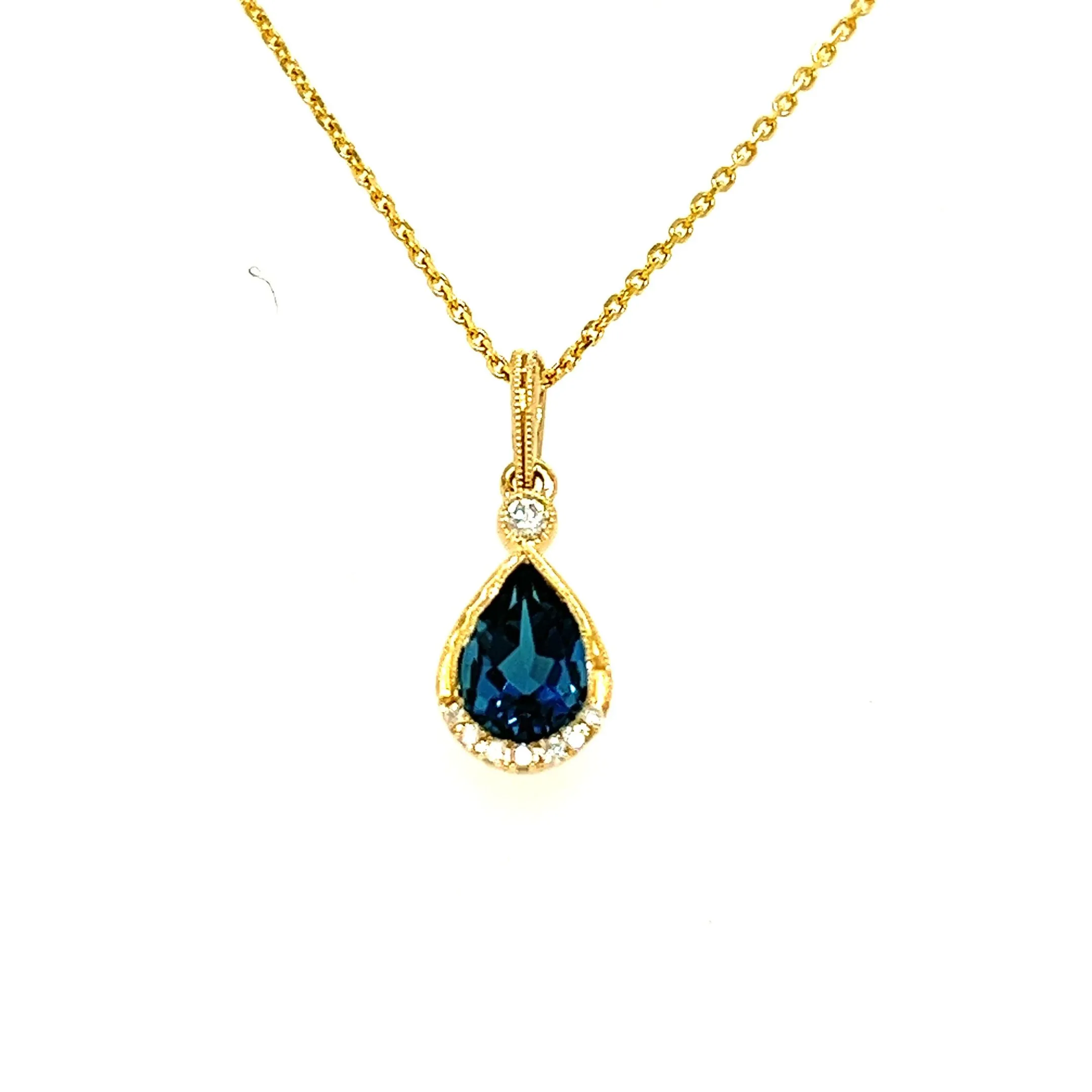 London Blue Topaz and Diamond Pendant