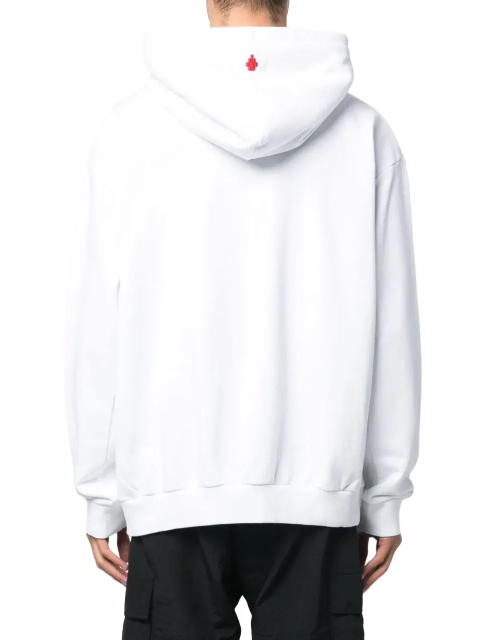 Marcelo Burlon Feathers Necklace Over Hoodie White Red