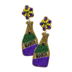 Mardi Gras Felt Back Champagne Dangle Earrings