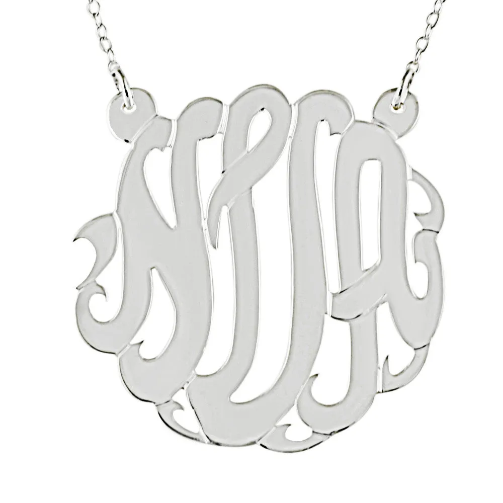 Medium/Large Sterling Silver Monogram Necklace-Split Chain