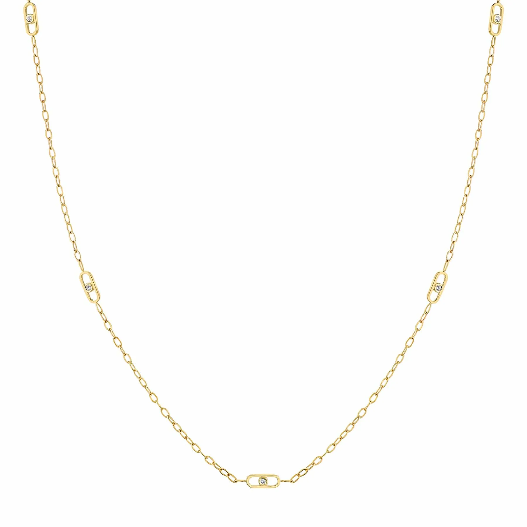 Michael M 14k Yellow Gold Link Stations 24 Diamond Necklace