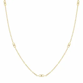 Michael M 14k Yellow Gold Link Stations 24 Diamond Necklace