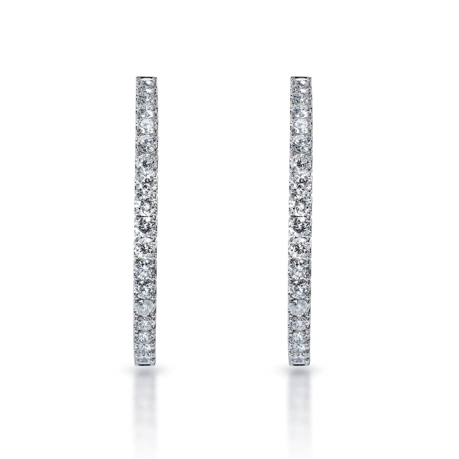 Mikaela 2 inch 12 Carat Round Brilliant Diamond Hoop Earrings in 14k White Gold