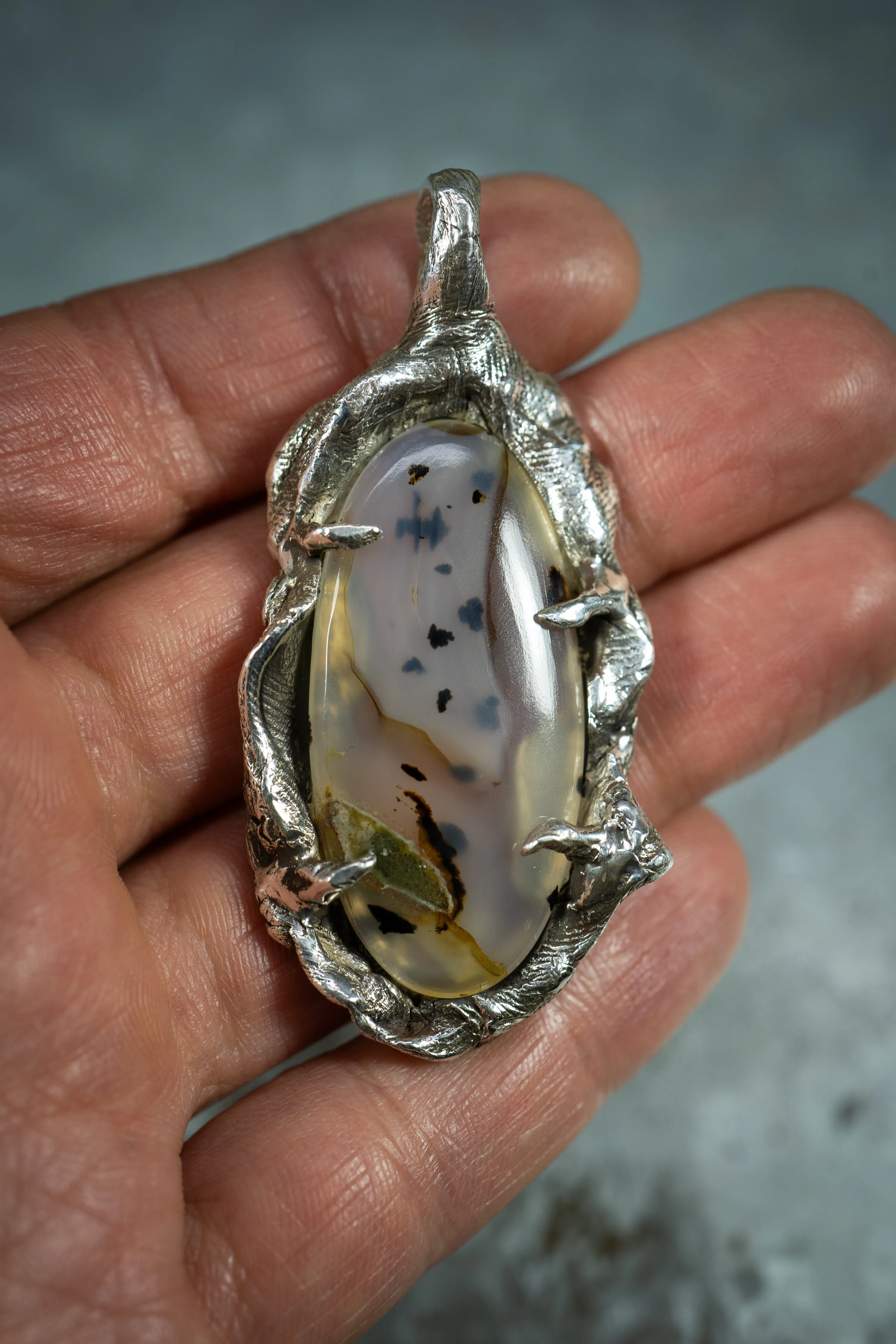 Milky Way (Montana Agate, Sterling Silver Pendant)