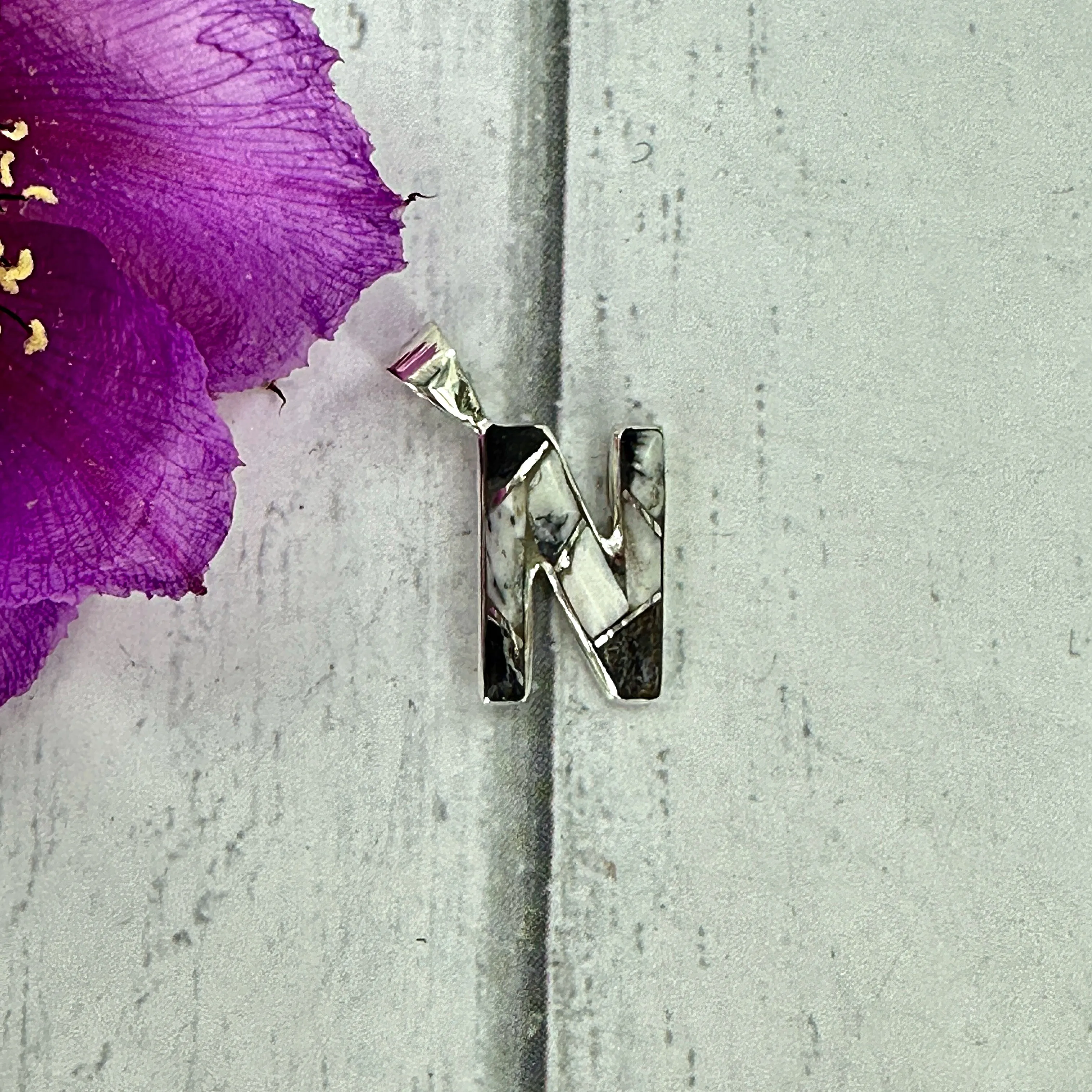 Mini Initial Pendant {White Buffalo}