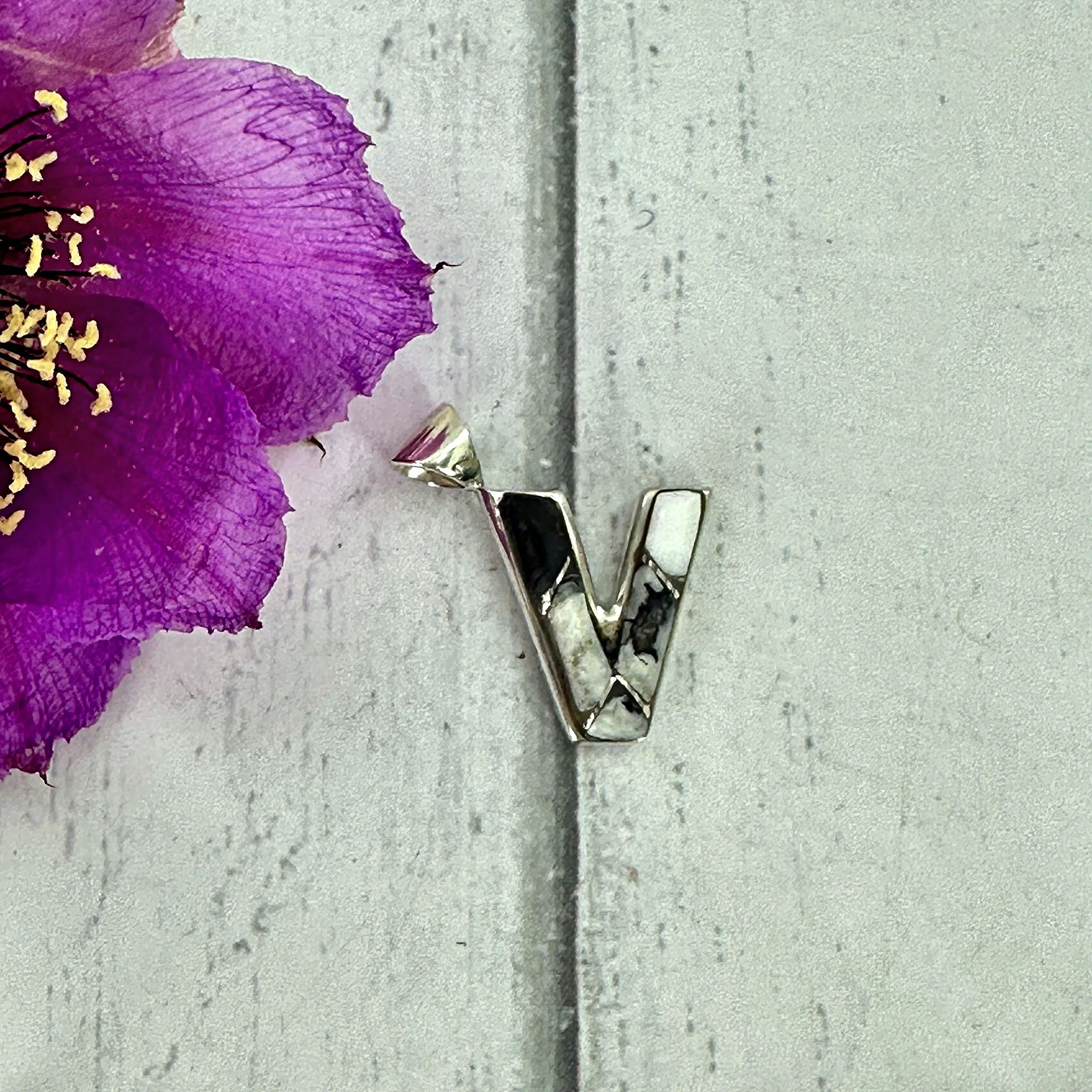 Mini Initial Pendant {White Buffalo}