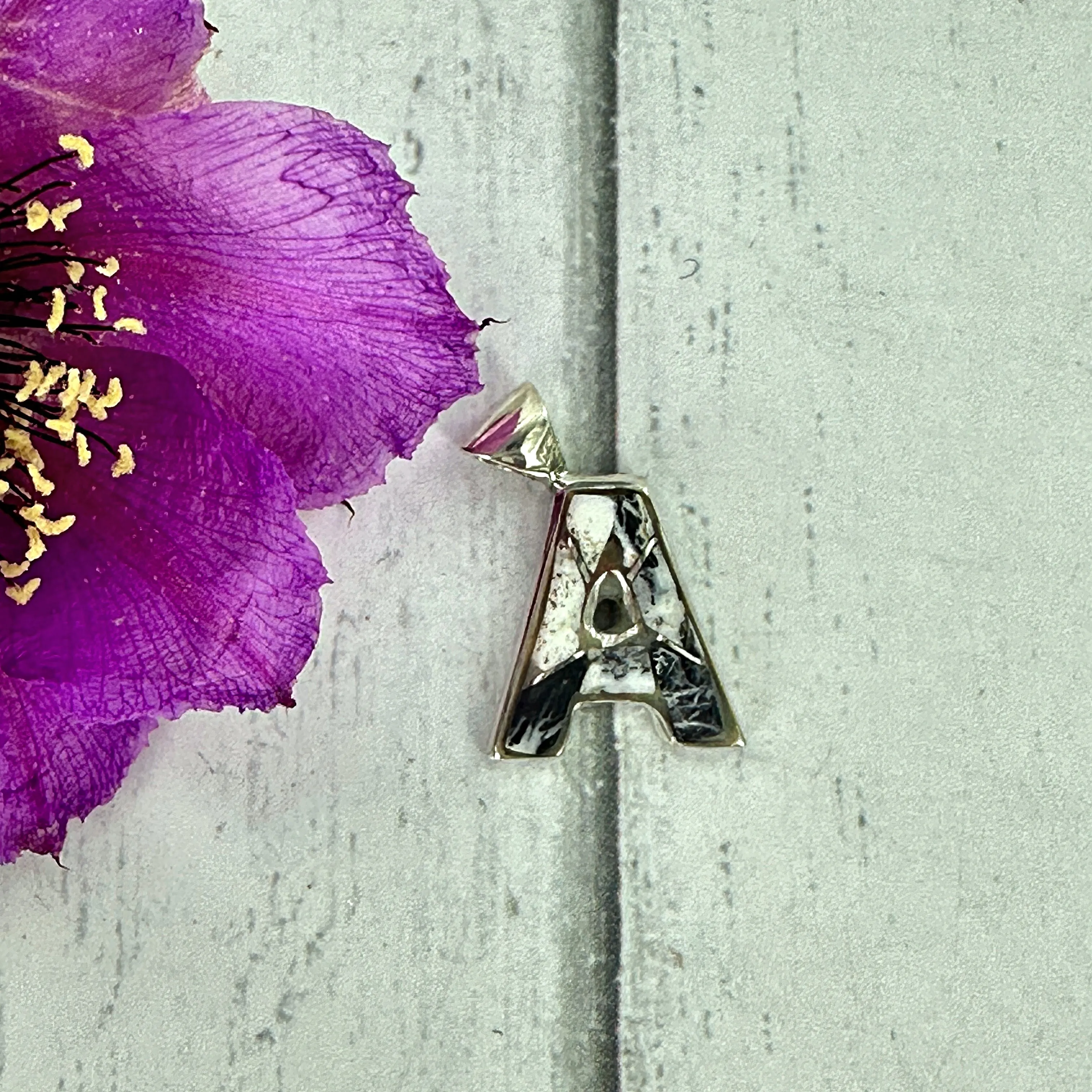 Mini Initial Pendant {White Buffalo}