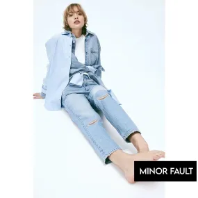 (Minor Fault) Light Blue Mom Ripped Jeans