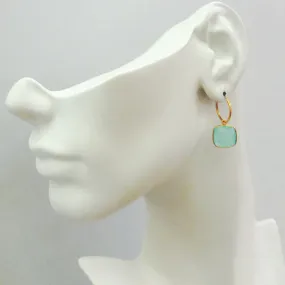 Mint Green Chalcedony Loop Drop Earrings