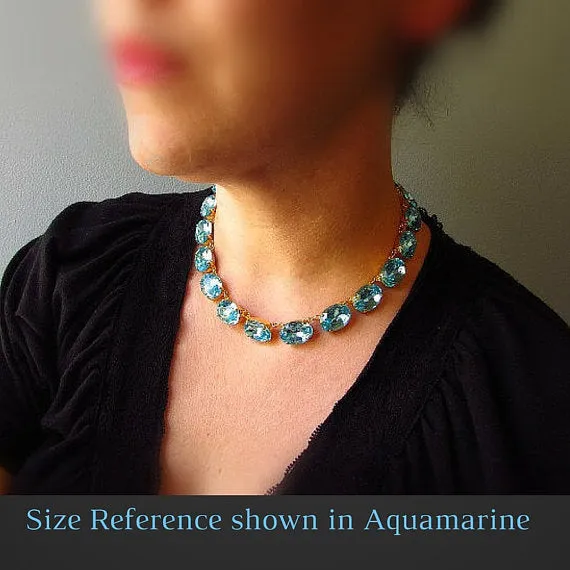 Montana Sapphire Crystal Necklace | Large Oval Navy Riviere