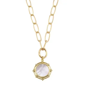 Mother of Pearl and CZ Gold-filled Pendant Necklace