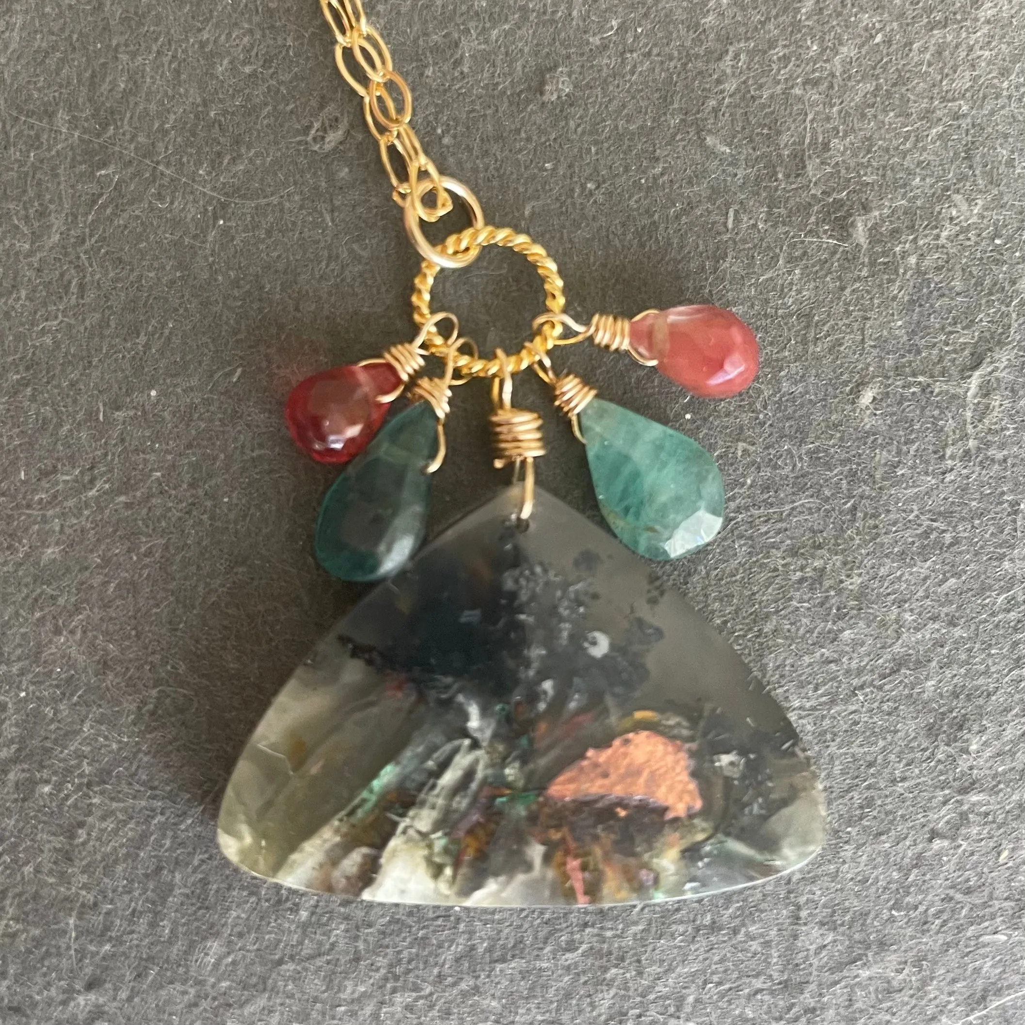 Multicolor Chrysocolla Copper in Chalcedony Necklace