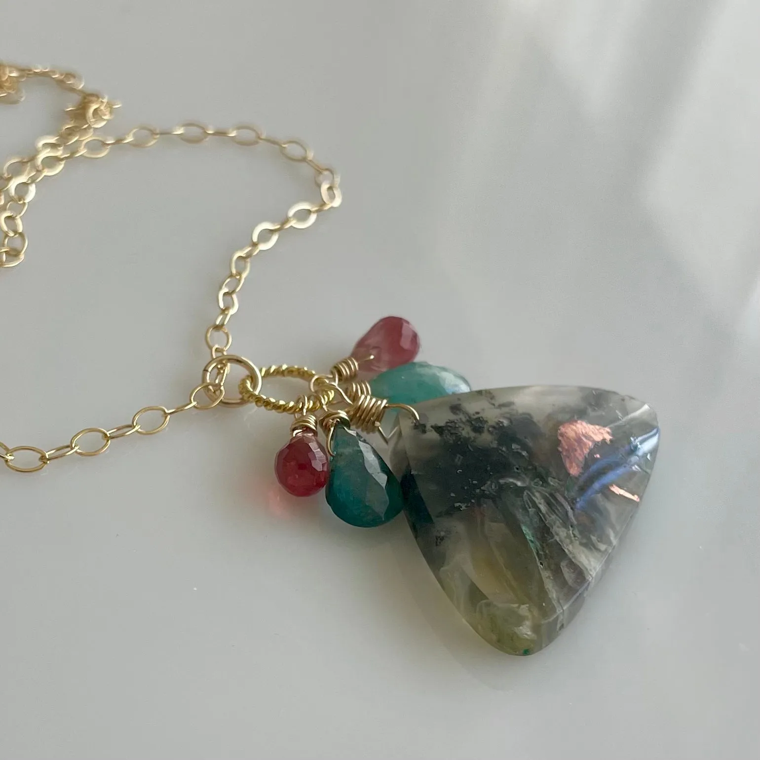 Multicolor Chrysocolla Copper in Chalcedony Necklace