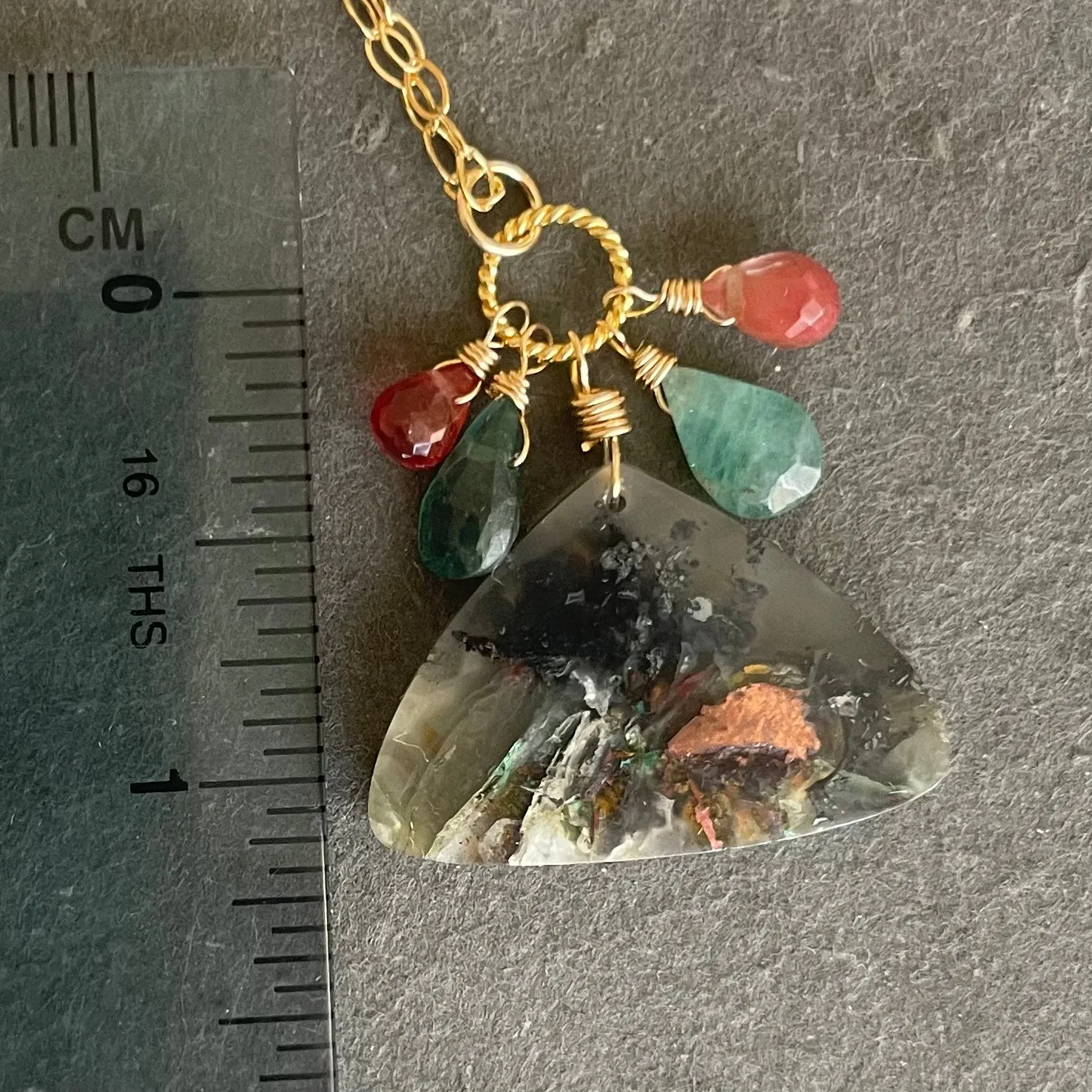 Multicolor Chrysocolla Copper in Chalcedony Necklace