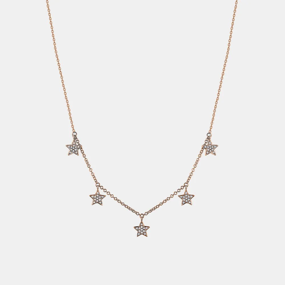 Multiple Dangling Diamond Star Necklace