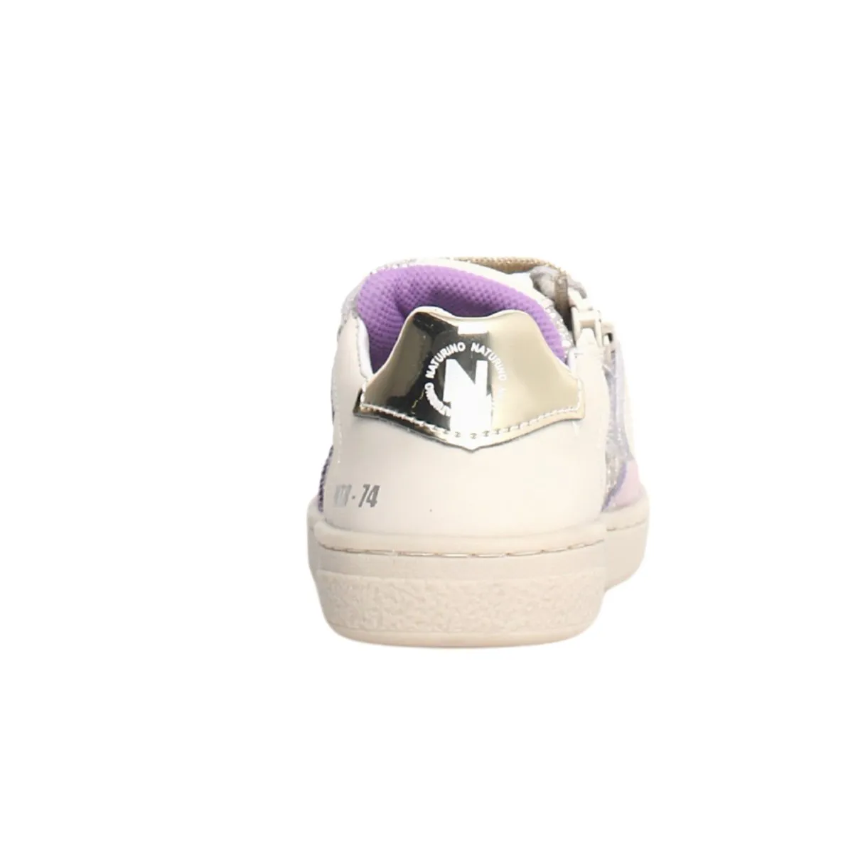 Naturino Girl's (Sizes 33-35) White Leather/Glitter Side Zip