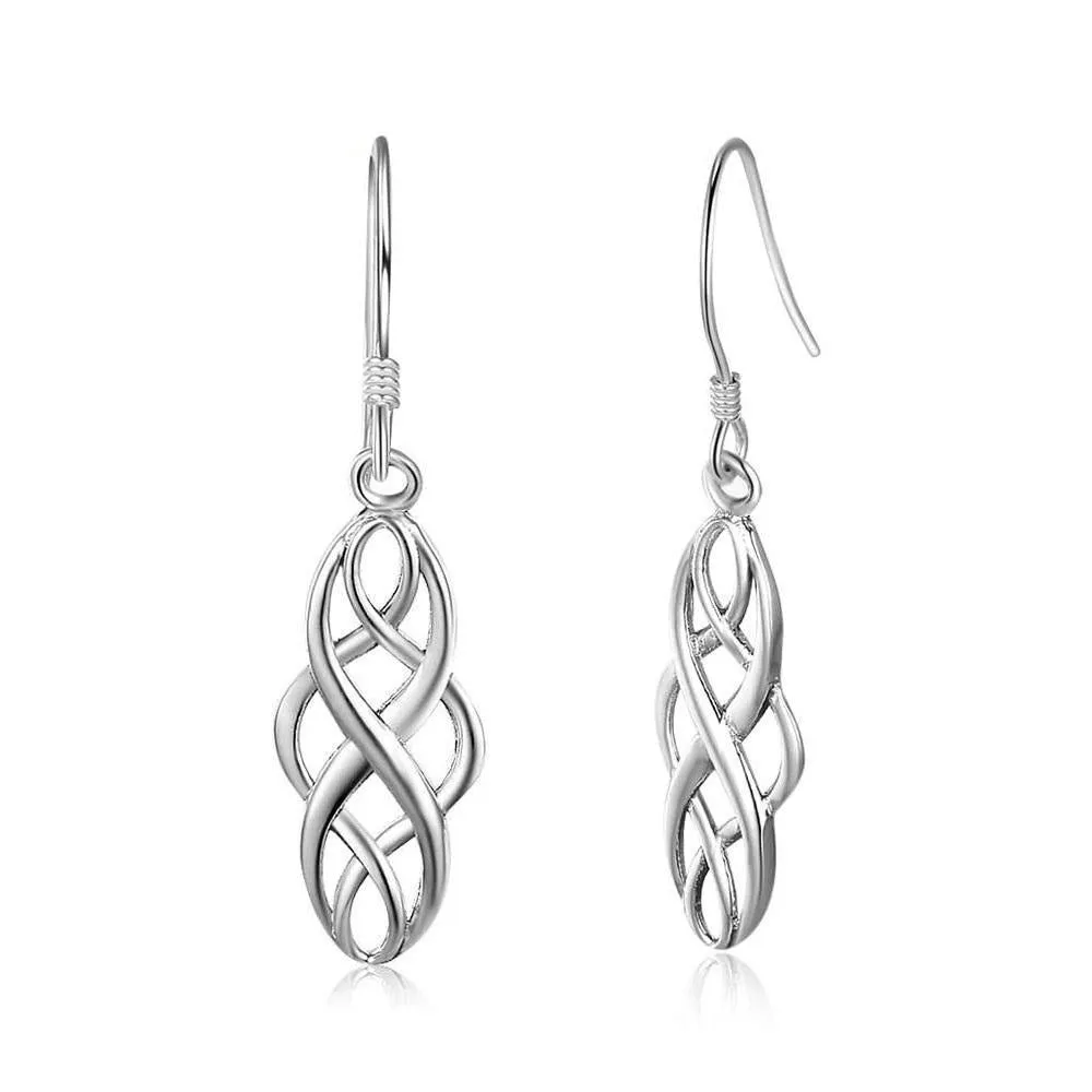 New Women Braided Shape Simple 925 Sterling Silver Dangle Earrings