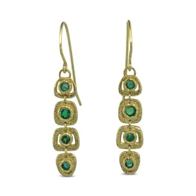 Open Pebble Organic Shape Earrings with Emeralds