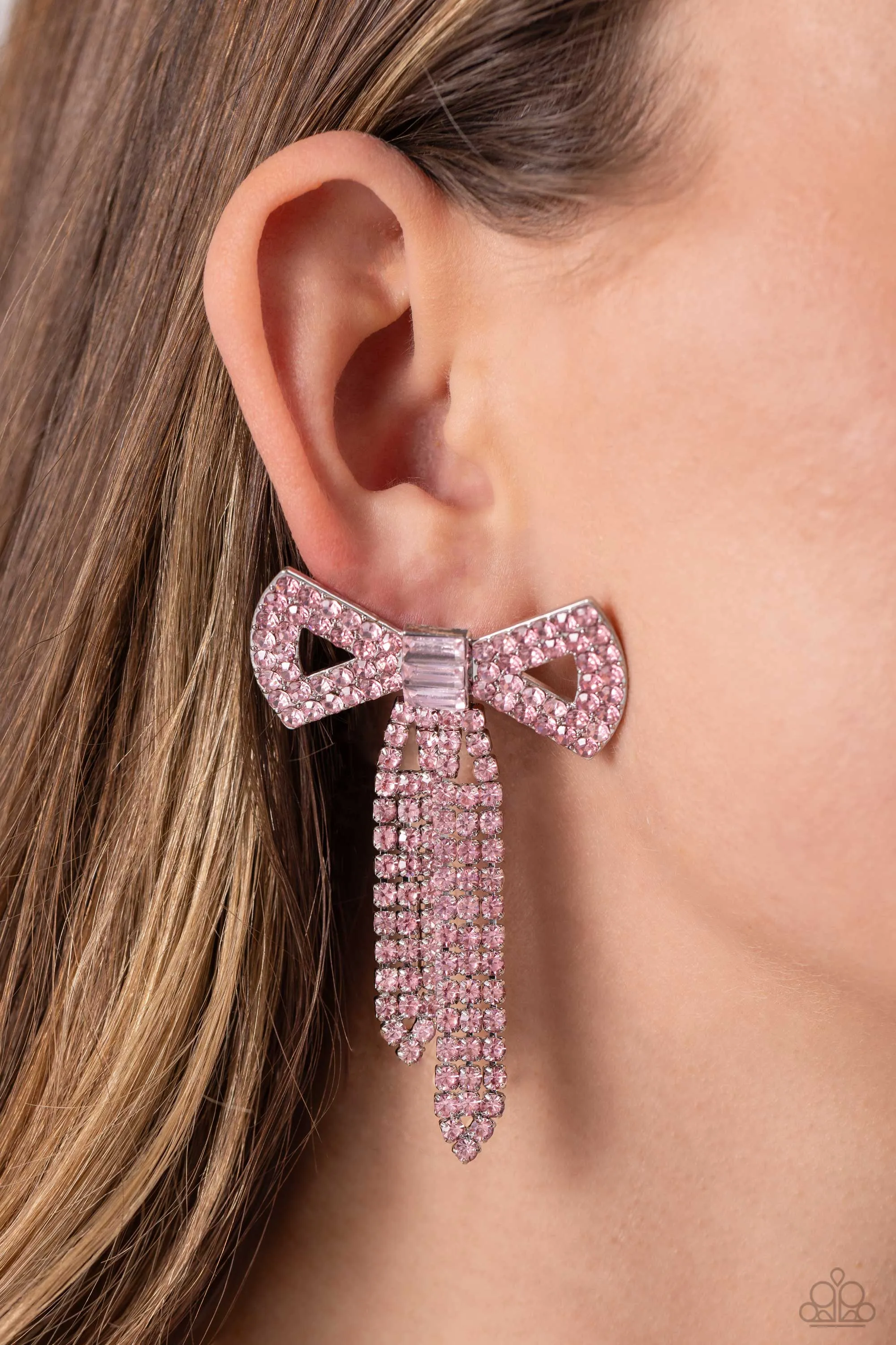 Paparazzi Just BOW With It Pink Post Earrings