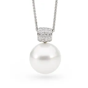 Pearl and Pave Set Diamond Pendant