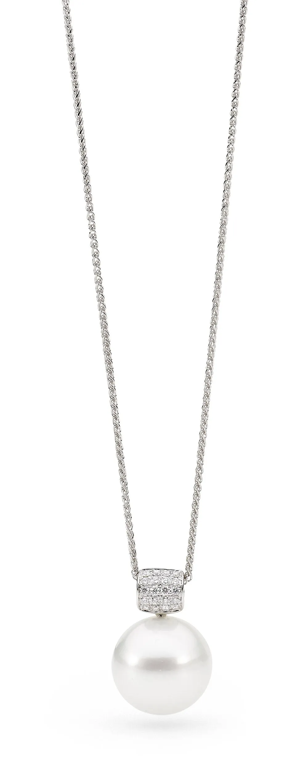 Pearl and Pave Set Diamond Pendant