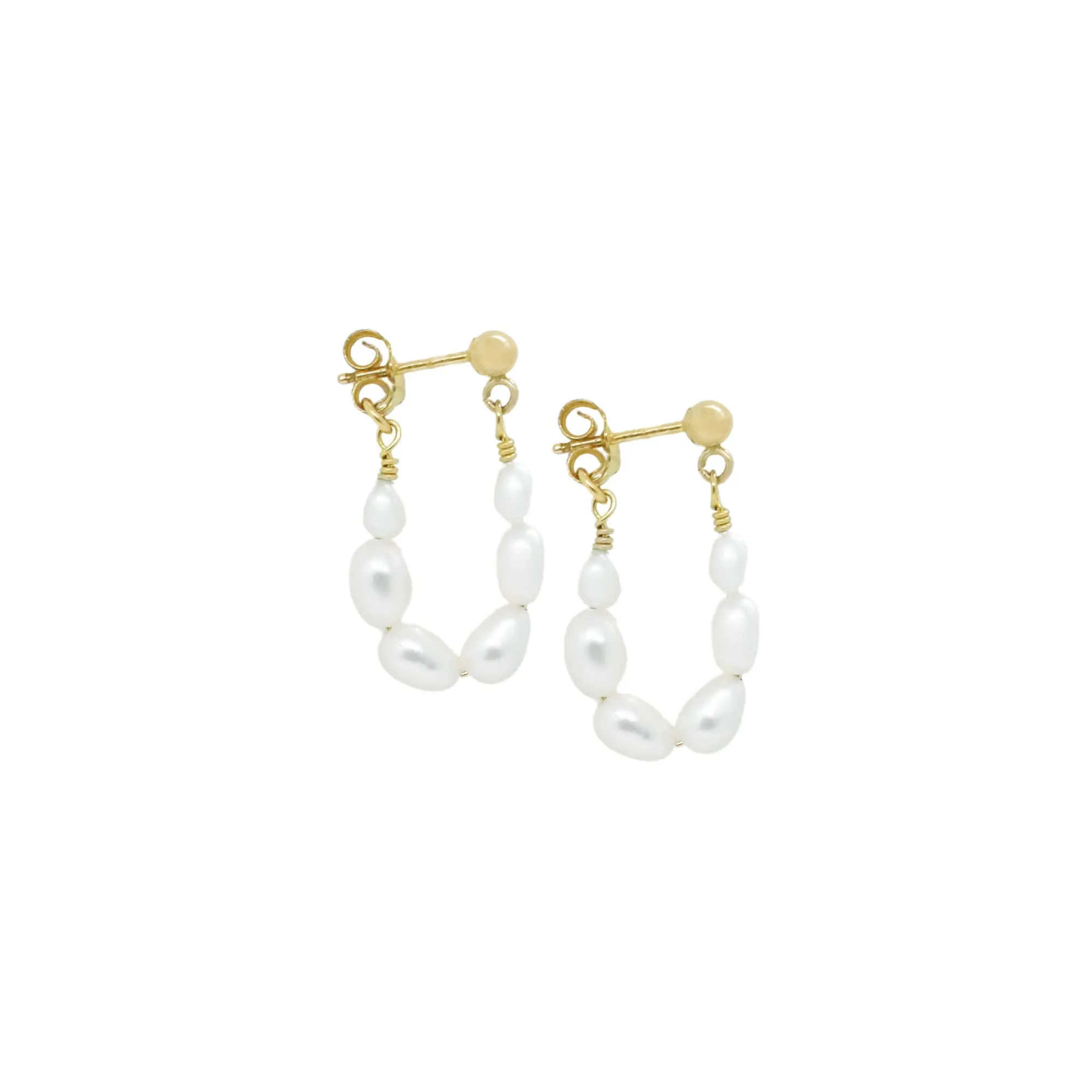 Pearl Huggie Hoops