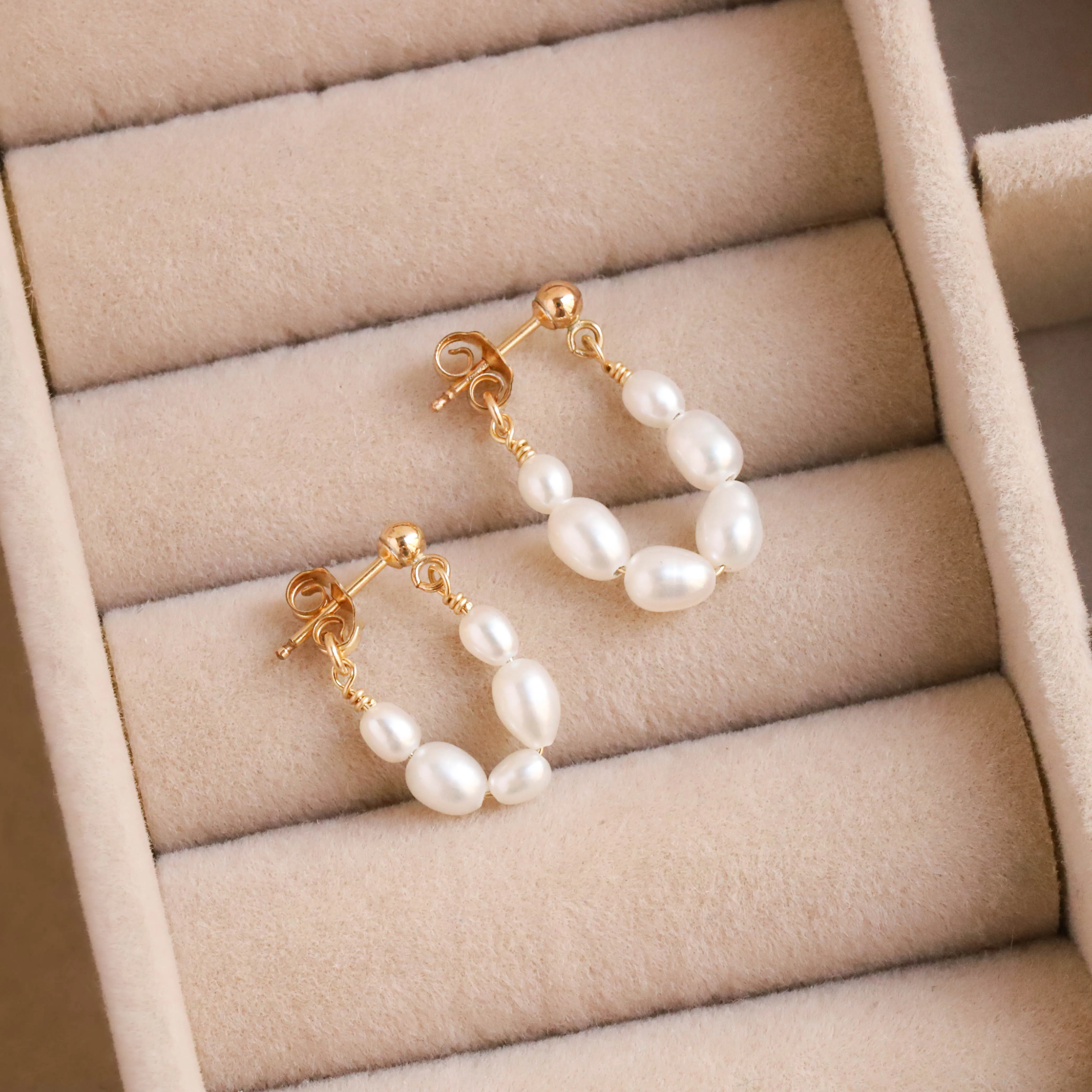 Pearl Huggie Hoops