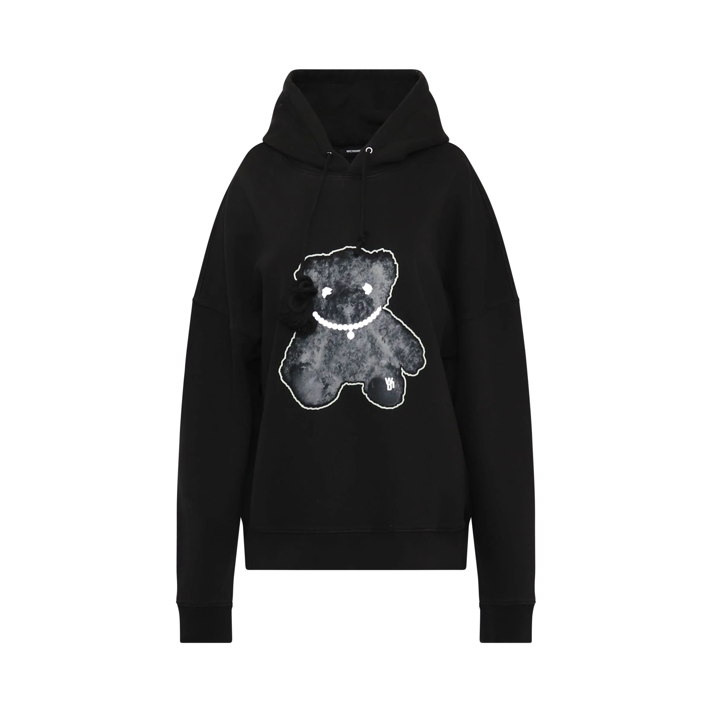 Pearl Necklace Teddy Hoodie in Charcoal