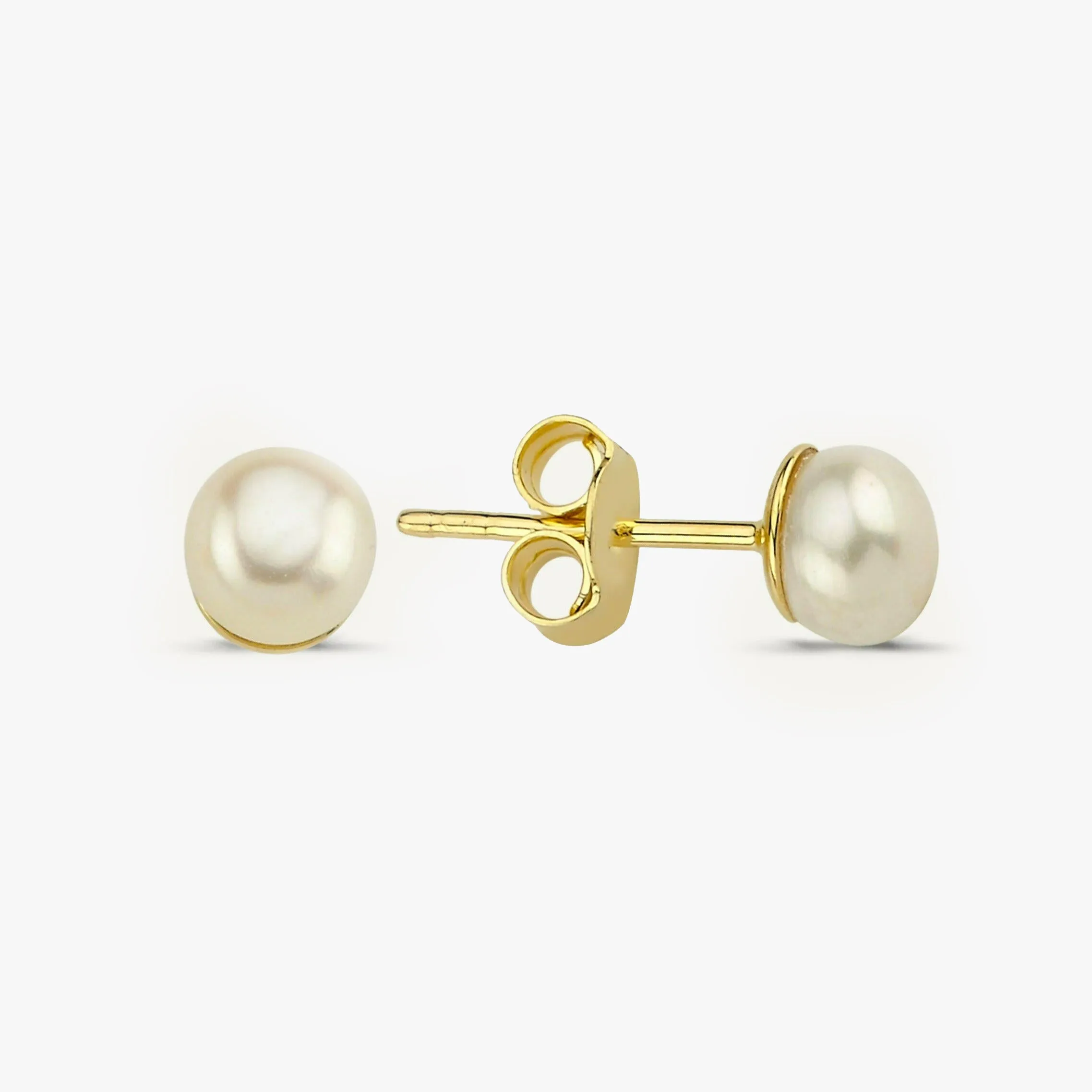 Pearl Stud Earrings | 14K Solid Gold