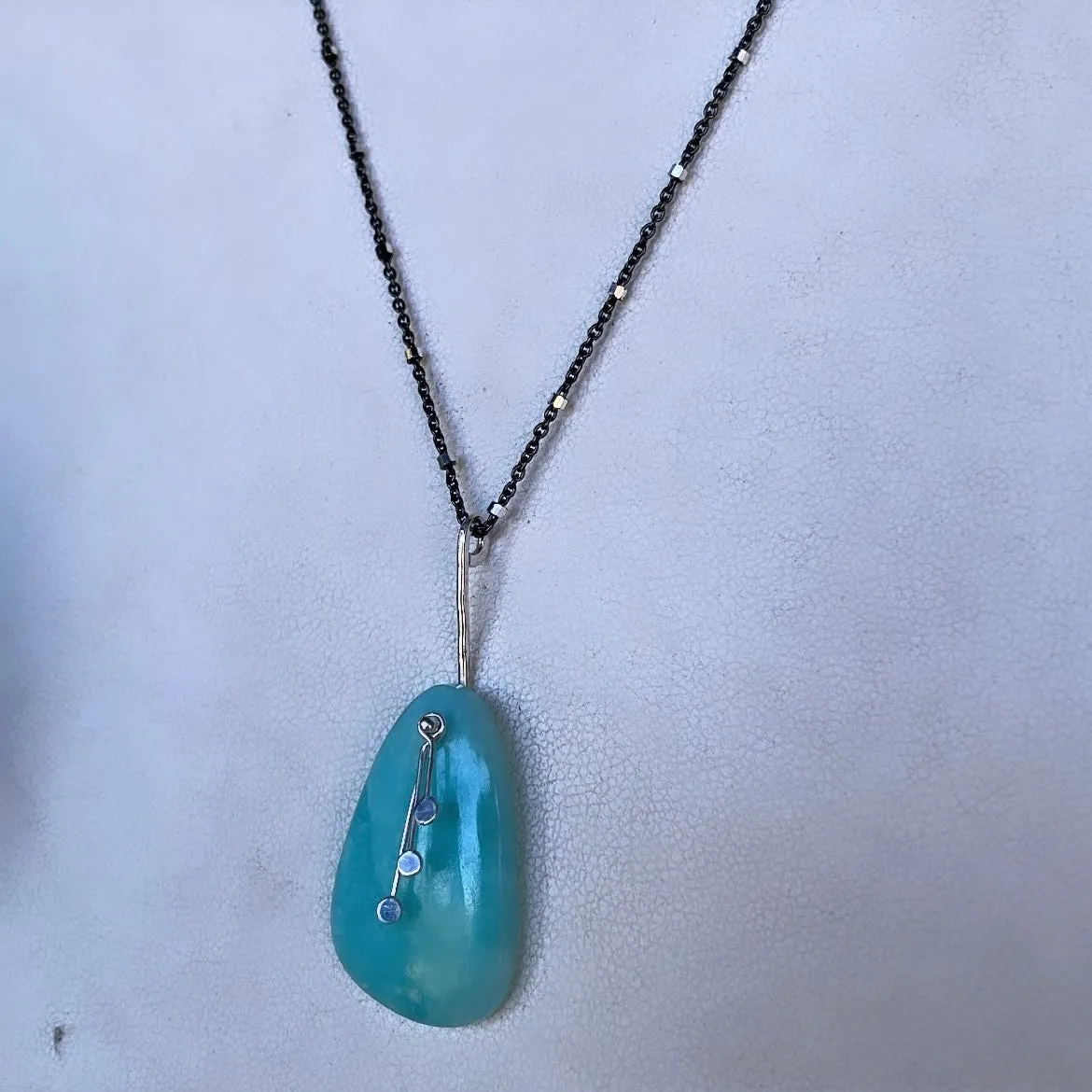 Pendulum dots free form amazonite  necklace