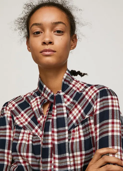 Pepe Jeans Oriana women's checked shirt PL304384 286 burnt red 