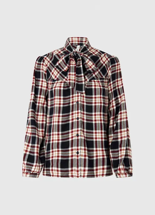 Pepe Jeans Oriana women's checked shirt PL304384 286 burnt red 