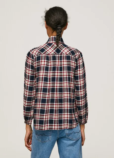 Pepe Jeans Oriana women's checked shirt PL304384 286 burnt red 