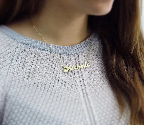 Personalised 24K Gold Plated Sterling Silver Name Necklace-Script 3