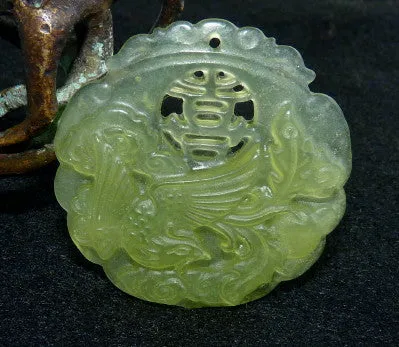 Phoenix in Paradise Chinese Jade Pendant (P-616)