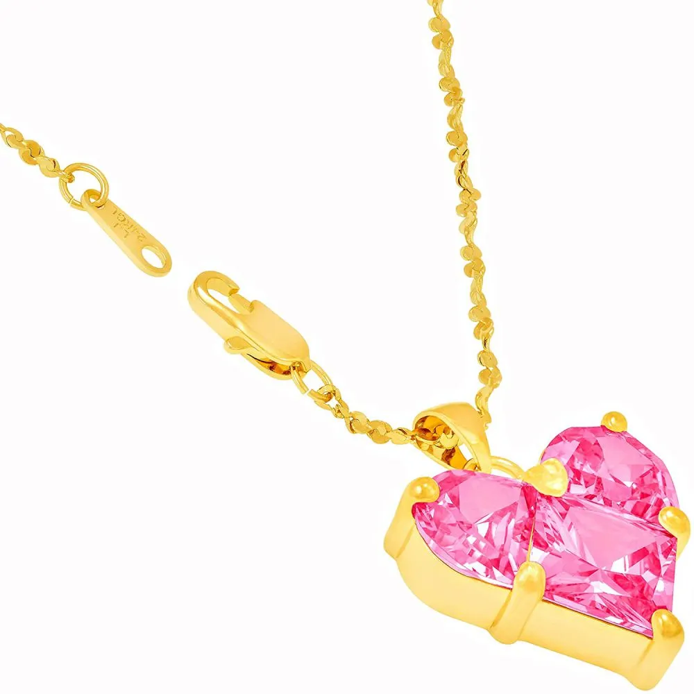 Pink Cubic Zirconia Heart Necklace