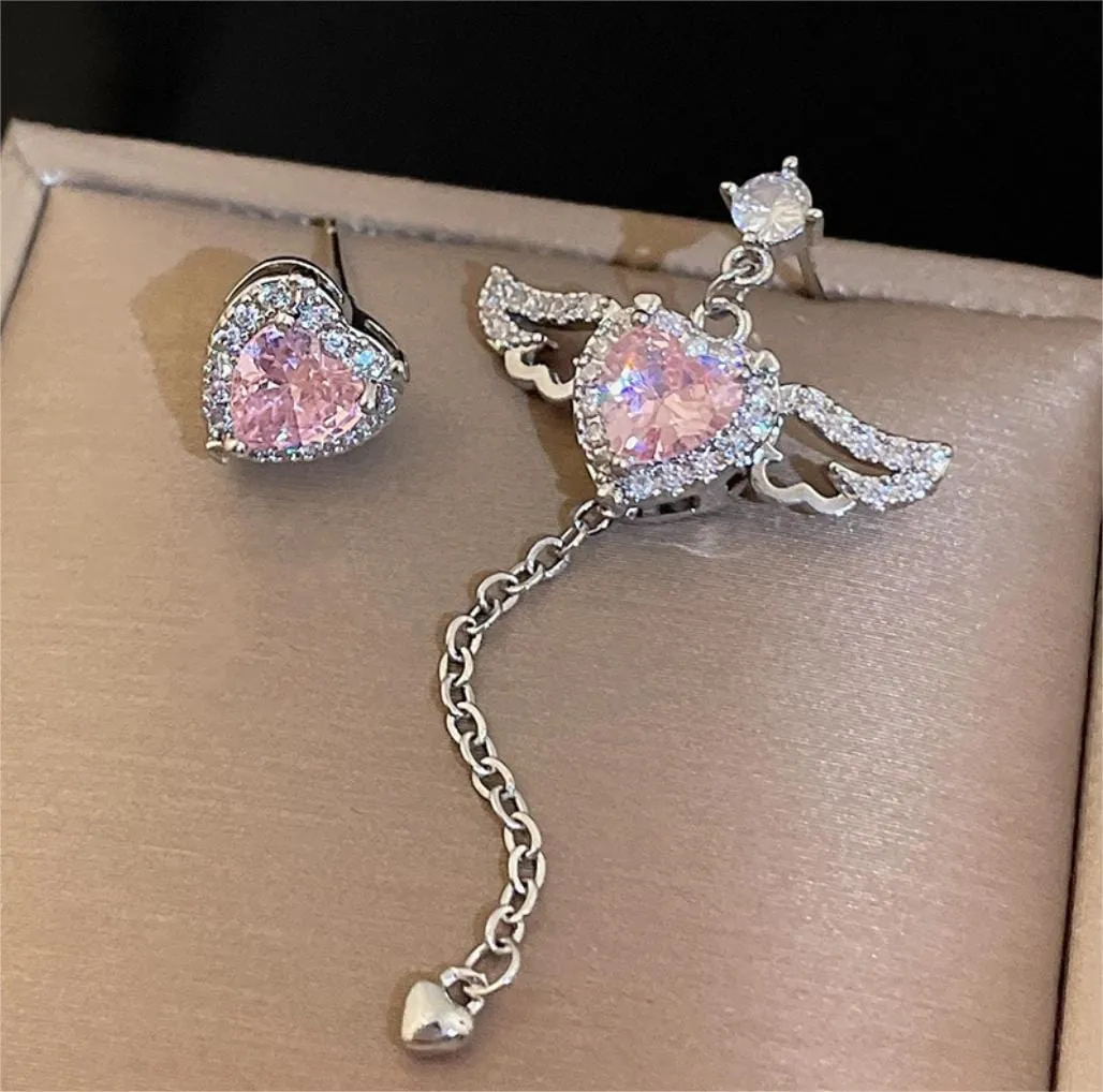 Pink Heart Wings Earrings MK18607