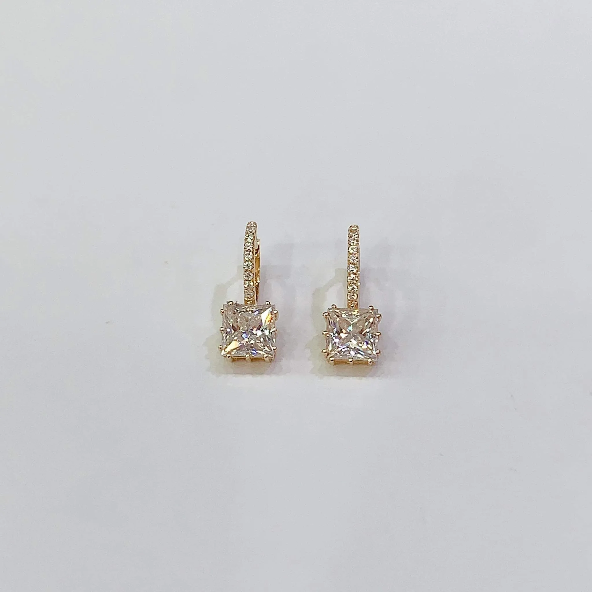 Princess Moissanite Hoop Earrings 18K