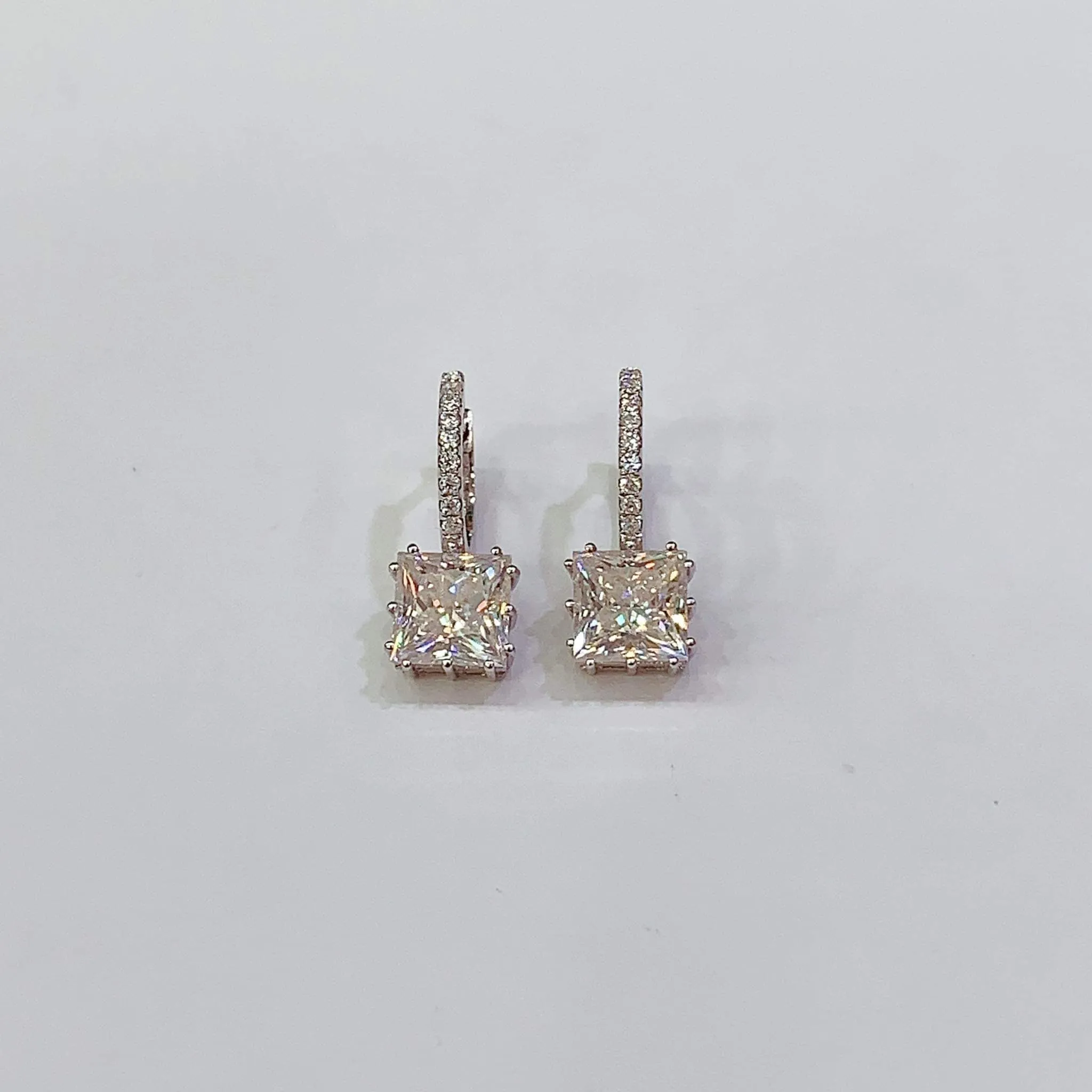 Princess Moissanite Hoop Earrings 18K