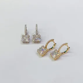 Princess Moissanite Hoop Earrings 18K