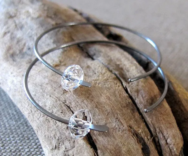 Quartz Crystals Sterling Silver Hoop Earrings